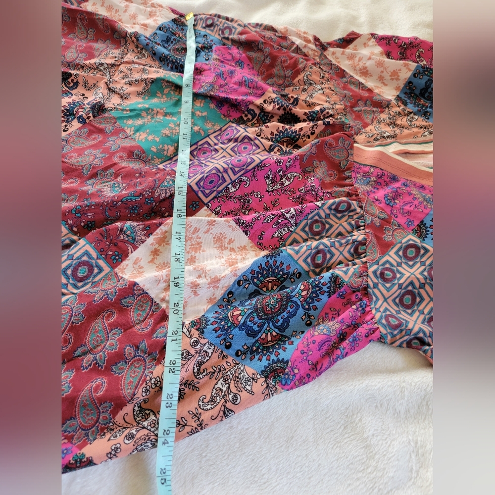 Haley Solar | NWOT Pretty Colorful Boho Chic Patchwork Midi Dress - Picture 12 of 14